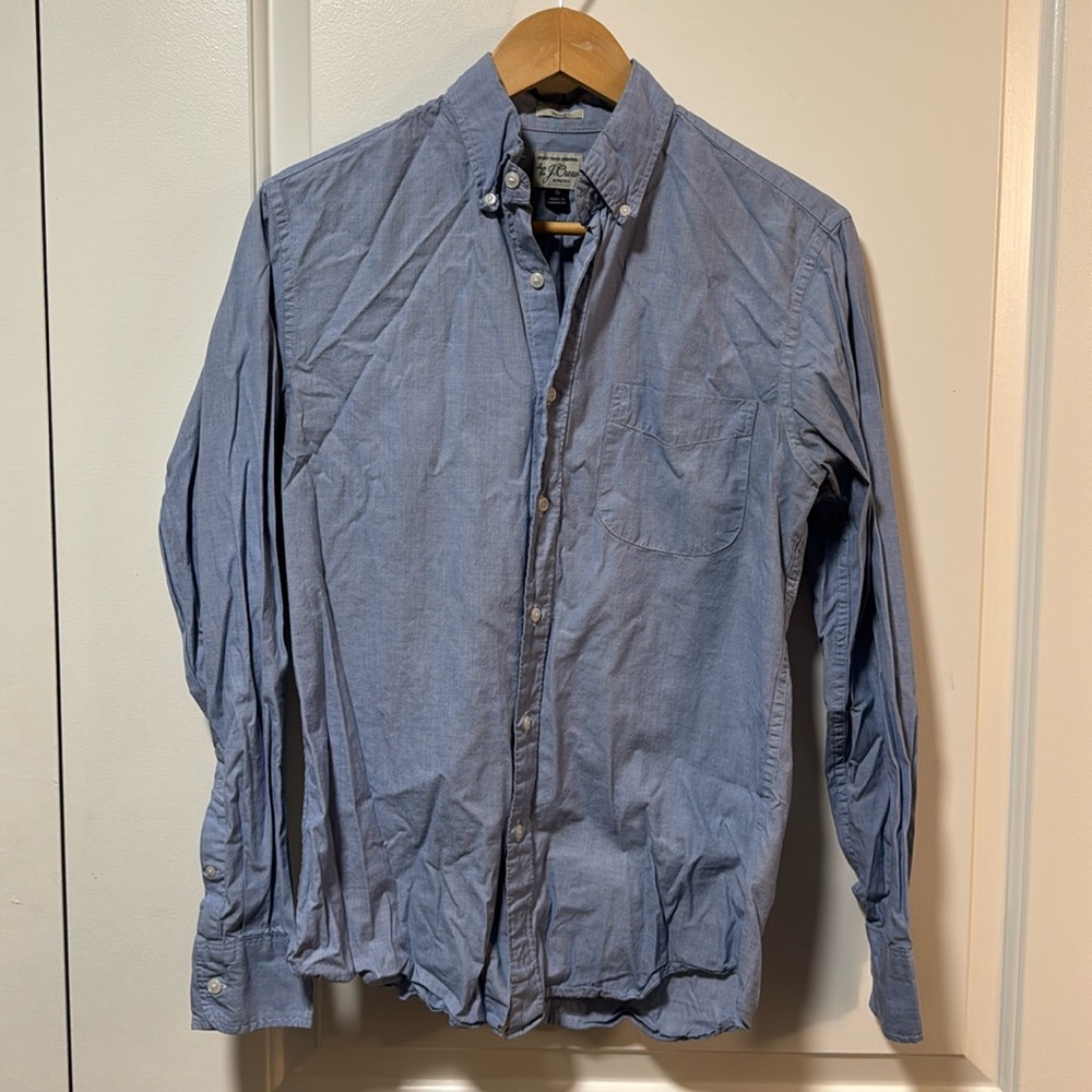 J.Crew blue cotton slim fit LS front pocket button down size small